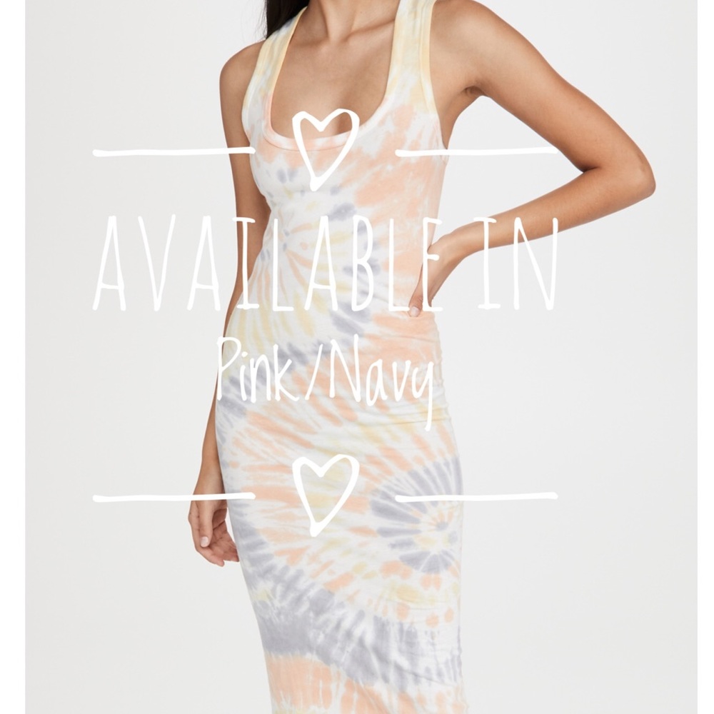 Young Fabulous & Broke Tie-Dye Midi Dress in Pink, Navy, Yellow